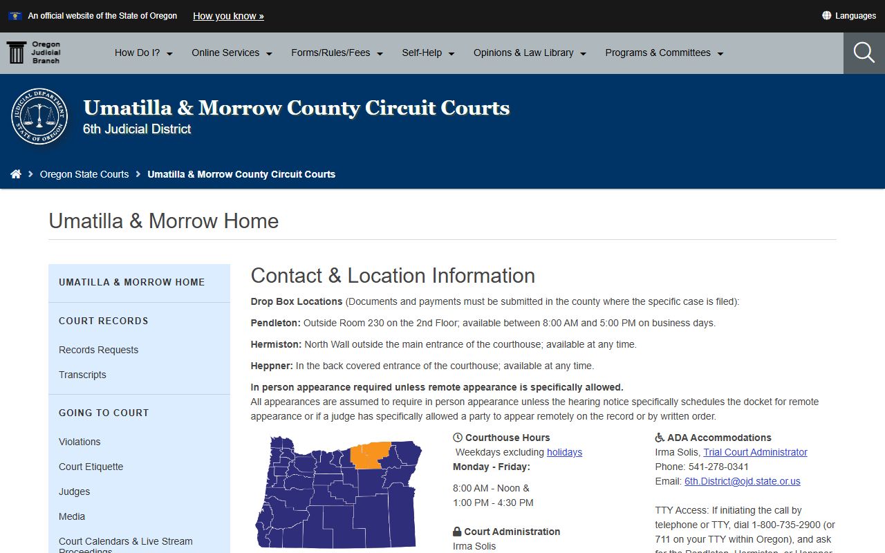 Morrow County court records after jail arrest courthouse page