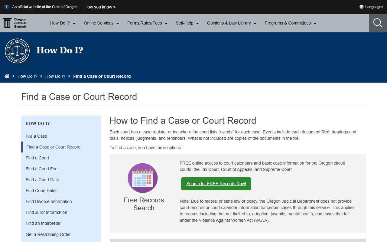 Morrow County court records after arrest Oregon case lookup options
